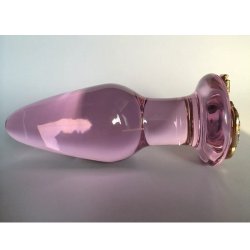 Glas analplug golden crown, 11cm