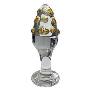 Glas plug med gule knopper, 9cm