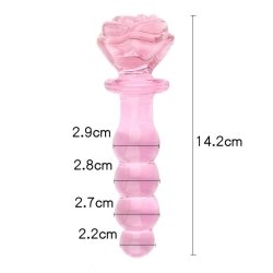 Pink perle glas plug, 14cm