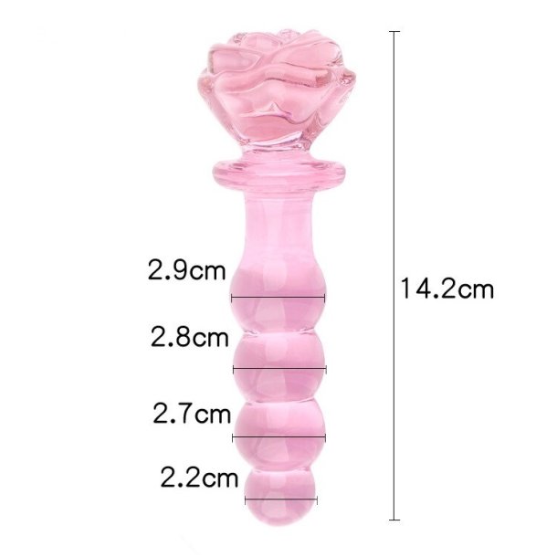 Pink perle glas plug, 14cm