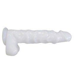 Stor hvid dildo p� sugekop 25cm
