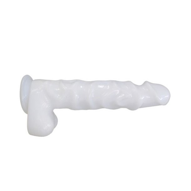 Stor hvid dildo p� sugekop 25cm