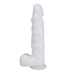 Stor hvid dildo p� sugekop 25cm