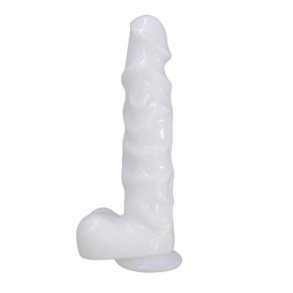 Stor hvid dildo p� sugekop 25cm