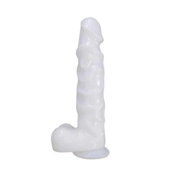 Stor hvid dildo p� sugekop 25cm