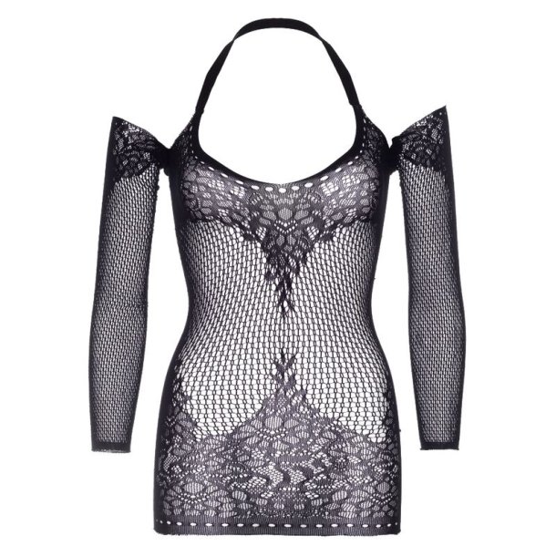 Leg Avenue seamless lace net longsleeved mini dress one size