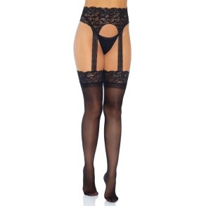 Leg Avenue opaque stockings lace garter belt one size