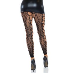 Leg Avenue leopard lace crotchless net tights one size
