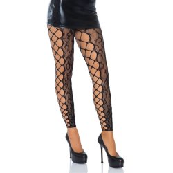 Leg Avenue leopard lace crotchless net tights one size