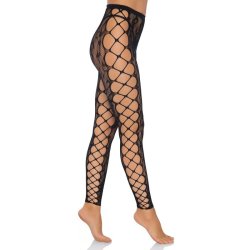 Leg Avenue leopard lace crotchless net tights one size