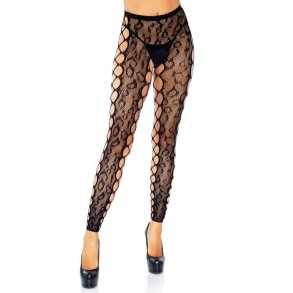 Leg Avenue leopard lace crotchless net tights one size