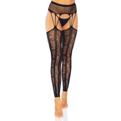 Leg Avenue striped lace stockings fishnet details one size