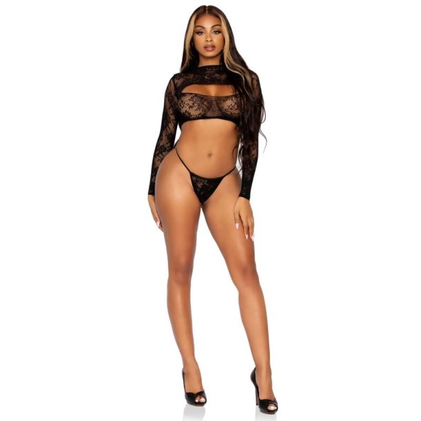 Leg Avenue 2-pieces blonde crop top og G-streng one size