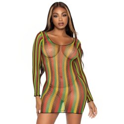 Leg Avenue rasta net mini dress one size