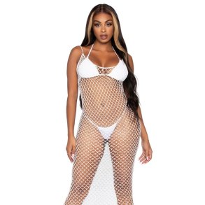 Leg Avenue v�vet net maxi kjole hvid one size