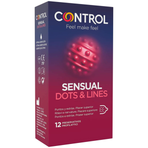 Control sensuelle prikker & linjer 12 stk kondomer