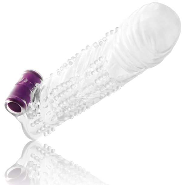 Ohmama tekstureret penis sleeve med vibrerende bullet