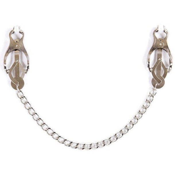 Ohmama fetish metallic nipple clamps and chain