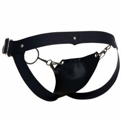 Mob Erotic sleek black faux leather jockstrap