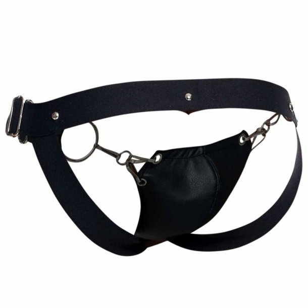 Mob Erotic sleek black faux leather jockstrap