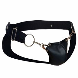 Mob Erotic sleek black faux leather jockstrap