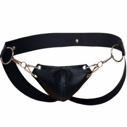 Mob Erotic sleek black faux leather jockstrap