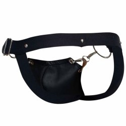 Mob Erotic sleek black faux leather jockstrap