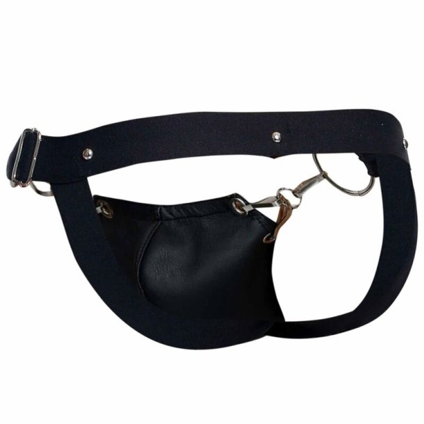 Mob Erotic sleek black faux leather jockstrap