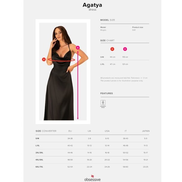 Obsessive agatya black neckline dress S/M