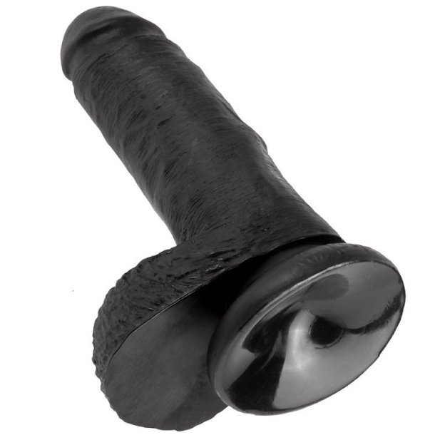Pipedream King Cock penis med kugler 17,8 cm sort