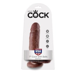 Pipedream King Cock brun dildo med kugler 17,8 cm