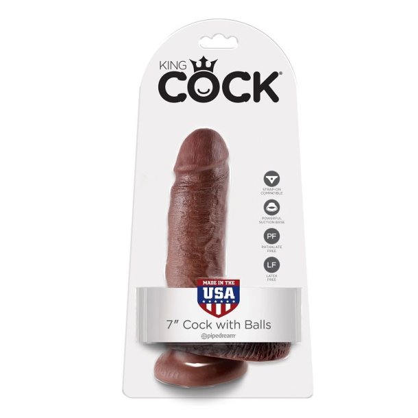 Pipedream King Cock brun dildo med kugler 17,8 cm