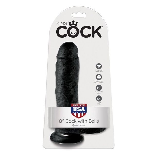 Pipedream King Cock sort dildo med kugler 20,3 cm