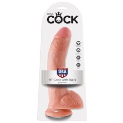 Pipedream King Cock dildo med kugler 22,9 cm lys