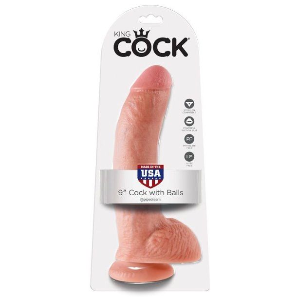 Pipedream King Cock dildo med kugler 22,9 cm lys