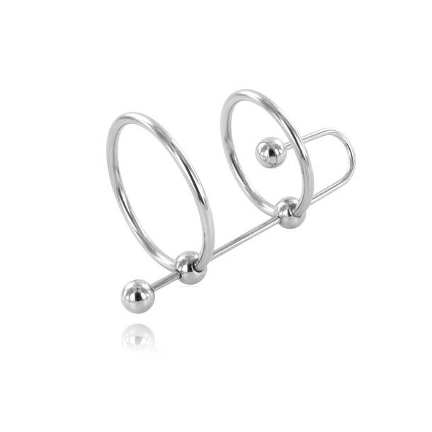 Metal Hard ekstrem dobbelt penisring med plug