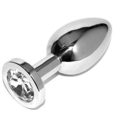 Metal Hard anal plug diamond clear small 5,71 cm