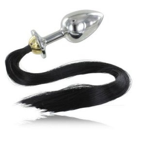 Metal Hard sort hair pony plug anal 9 cm