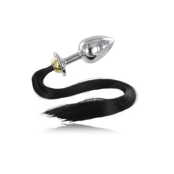 Metal Hard sort hair pony plug anal 9 cm