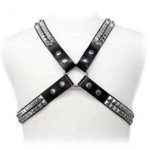 Leather Body pyramid stud harness 