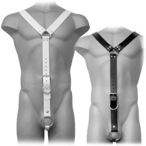 Leather Body harness m�nd hvid