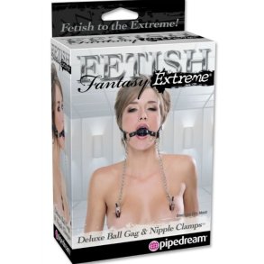 Fetish Fantasy extreme deluxe ball gag og nipple clamps