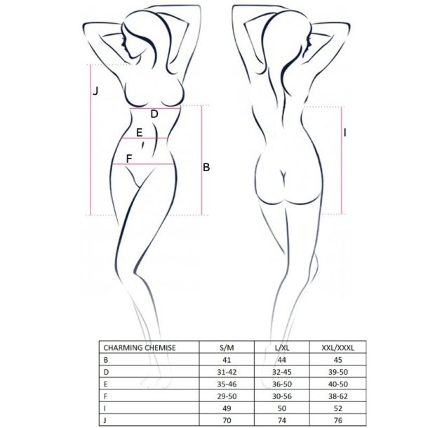 PASSION charmerende chemise sort L/XL