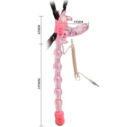 Baile butterfly strap-on vibrator double stimulates pink
