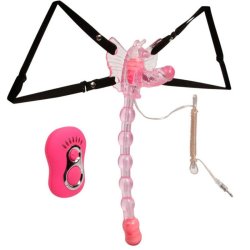 Baile butterfly strap-on vibrator double stimulates pink