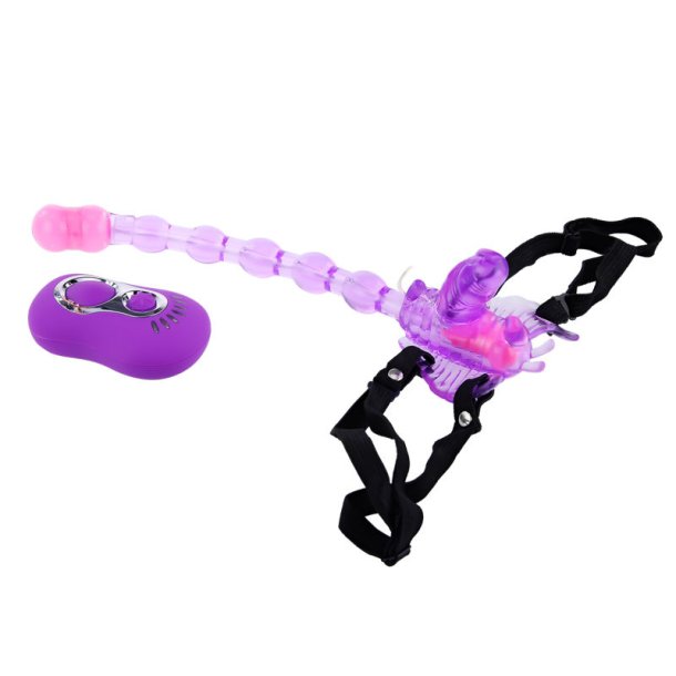 Baile butterfly strap-on vibrator double stimulates
