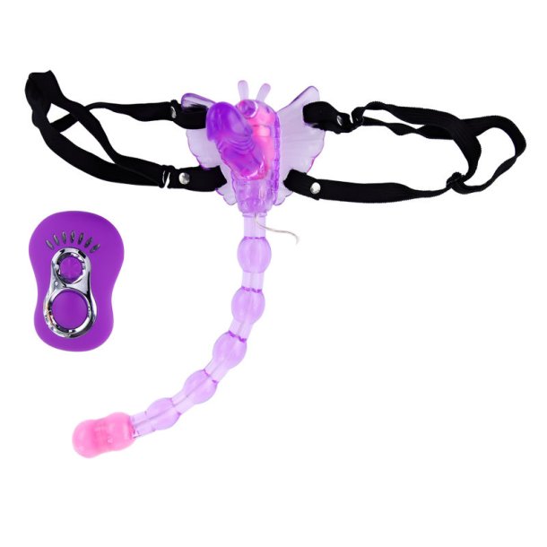 Baile butterfly strap-on vibrator double stimulates