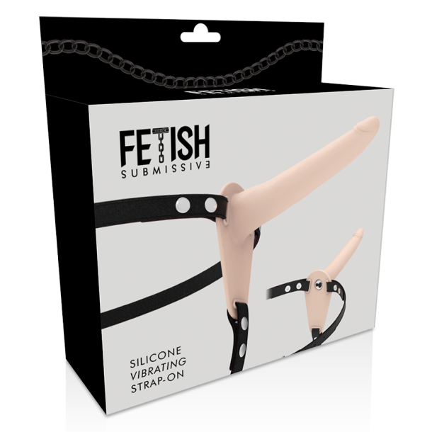 Fetish Submissive silikone strap-on vibrator flesh 15 cm