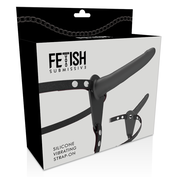 Fetish Submissive silikone strap-on vibrator sort 15 cm