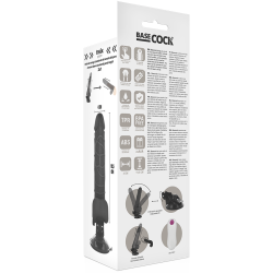 Basecock realistisk vibrator m. remote sort 19,5 cm